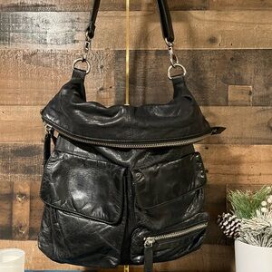 HOBO International Large Slouch Bag Black Leather 2 Way Strap